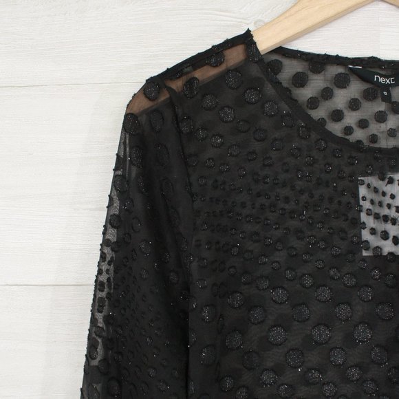 SOLD OUT!!   Next Sheer Lurex Swiss Dot Blouse - Picture 3 of 8